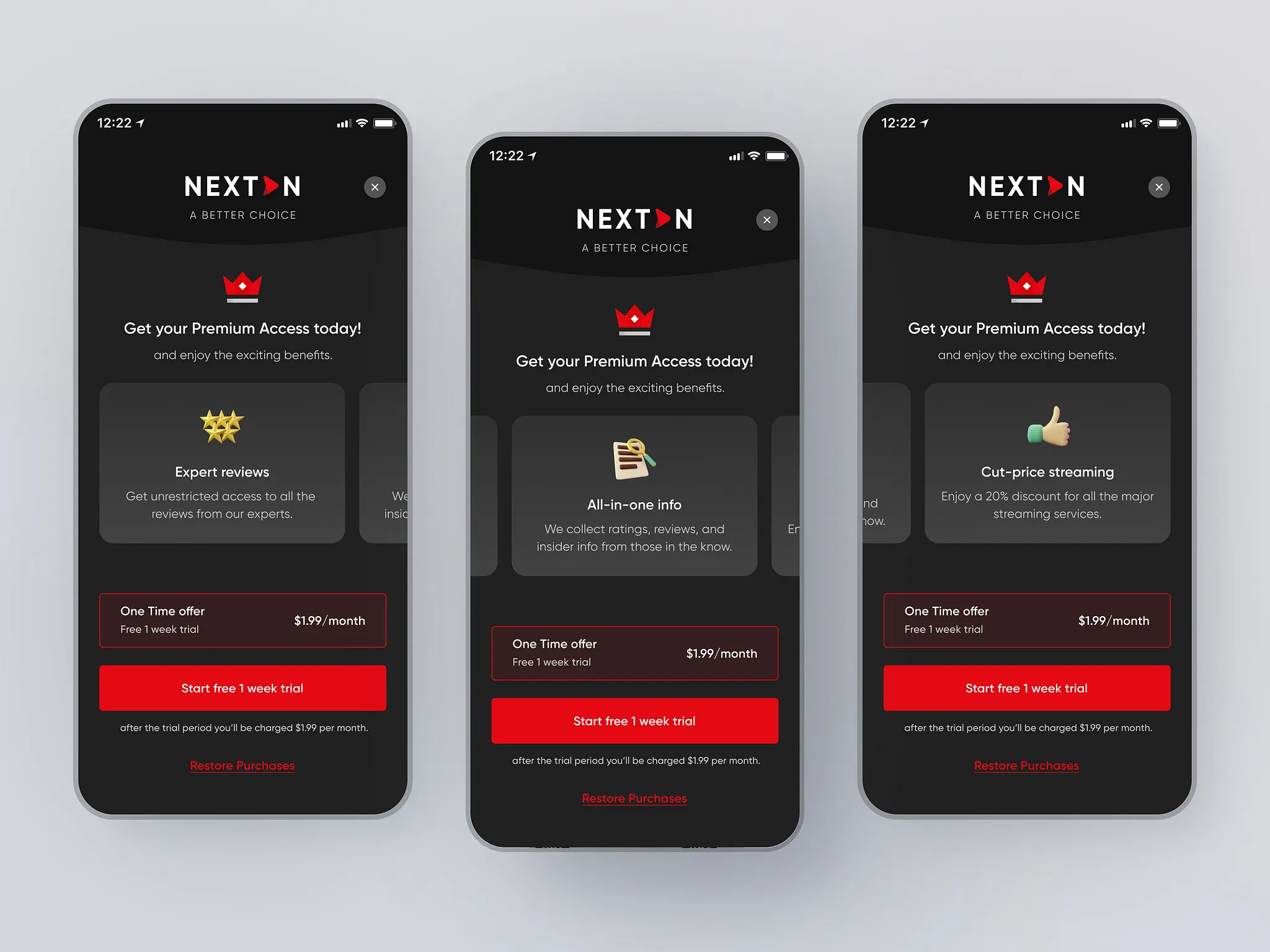 Free Trial Subscription popup for mobile app